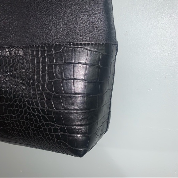 Steve Madden black faux croc tote shoulder bag - Picture 7 of 15
